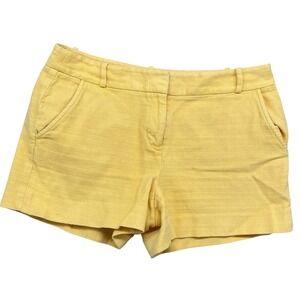 LOFT Textured Weave Shorts Pockets Casual Everyday‎ Yellow Size 8 Cotton